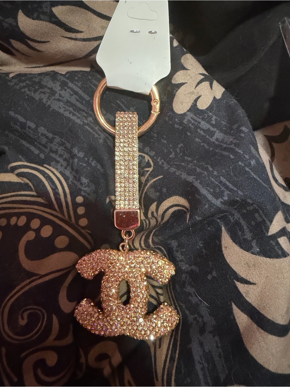 Gold Crystal Logo Keychain Charm - Women's Jewelry